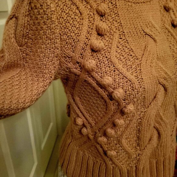 Ryegrass Camel Brown Cable Knit Sweater With Bobble Stitch Detailing. Size XS - Picture 2 of 8